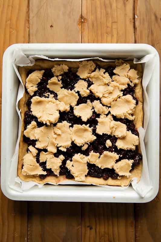 Mulberry Pie in a baking pan.