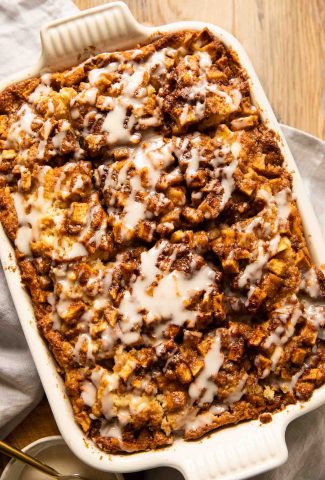 Top shot of Apple Fritter Cake recipe.