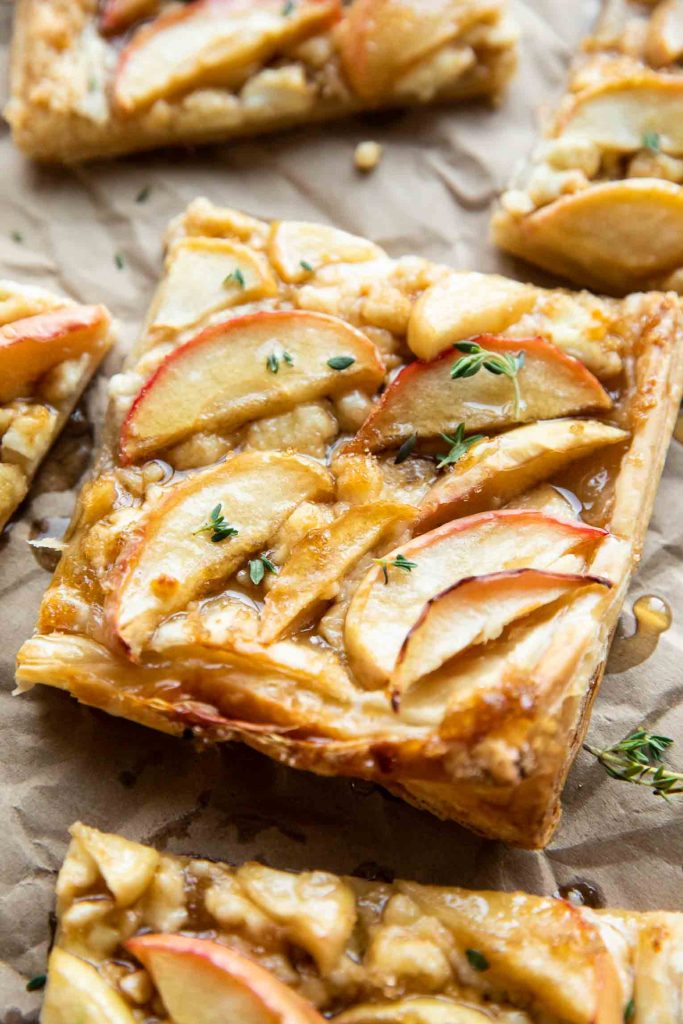 Angled photo of apple puff pastry recipe.