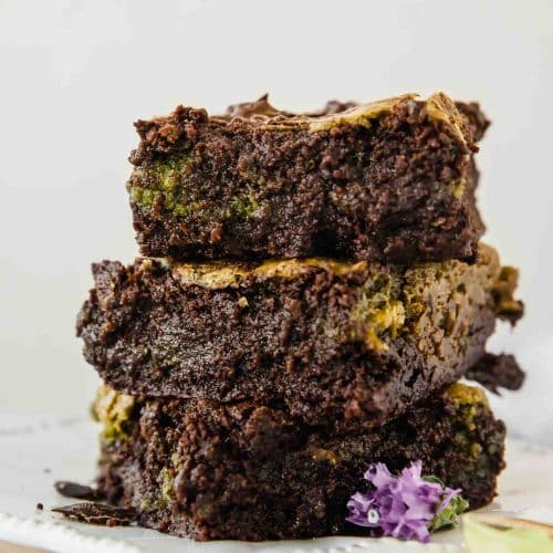 Close up of Matcha Brownies on a plate.