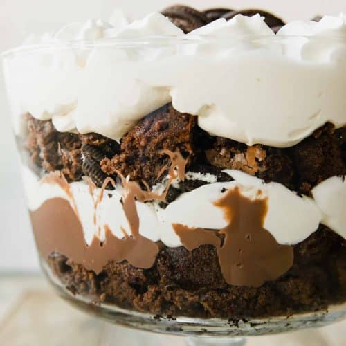 Close up of Chocolate Oreo Trifle.