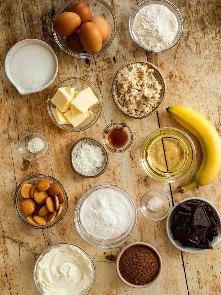 Ingredients for Banana Pudding Brownies recipe.