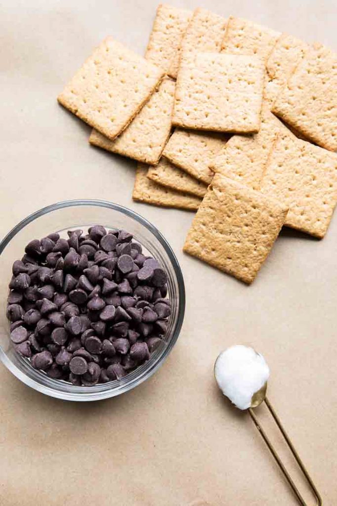 Ingredients for Chocolate Covered Graham Crackers.