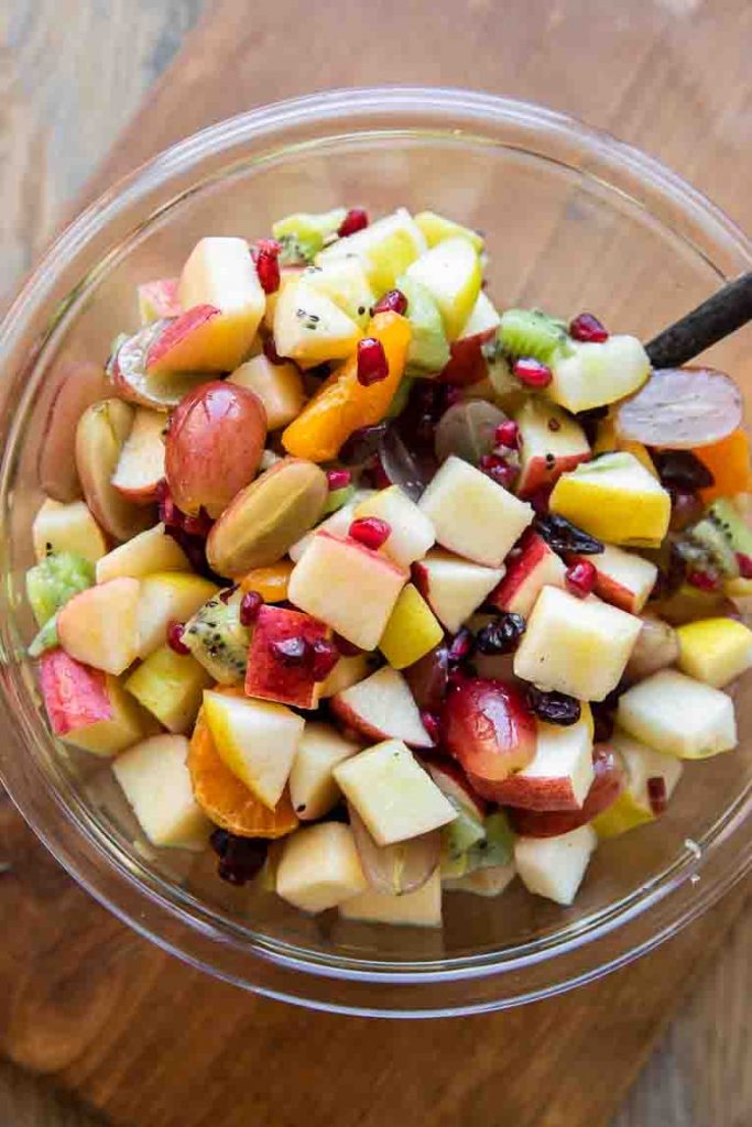 Fall fruit combined in a large bowl.