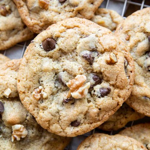 Close up of Chocolate Chip Walnut Cookie.