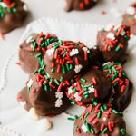 Angled photo of Christmas Chocolate Truffles recipe.