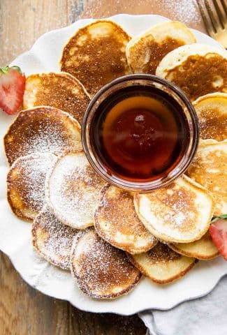 Mini Pancakes recipe on plate.