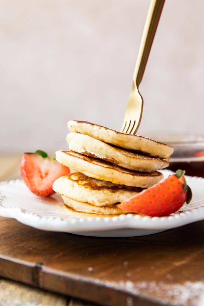 Close up of Mini Pancakes stack.