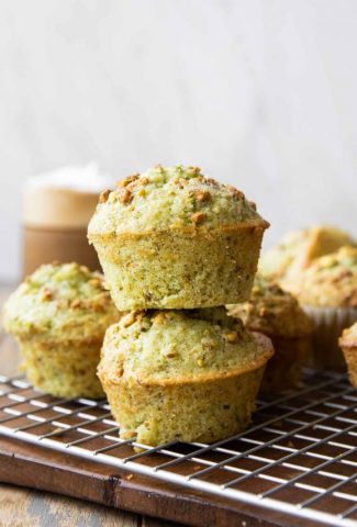 Stacked Pistachio Muffins.