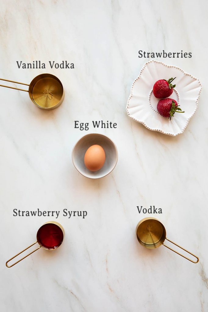 Valentine's Day Cocktail ingredients.