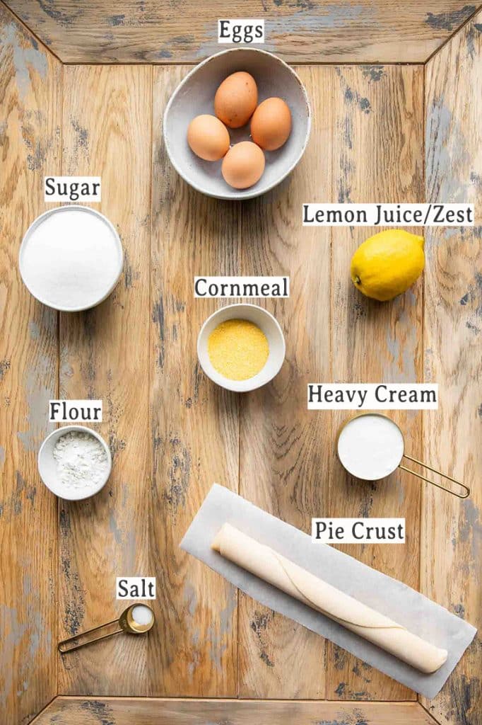 Ingredients for Lemon Chess Pie recipe.