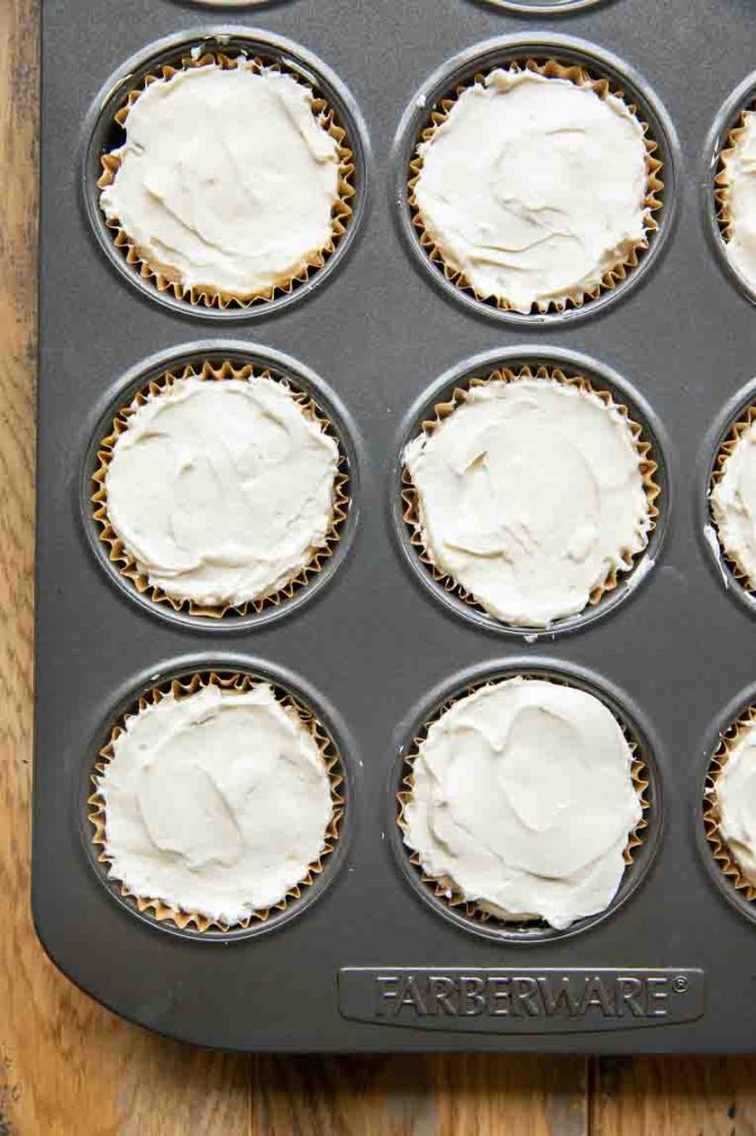 No-bake cheesecakes in a muffin tin.