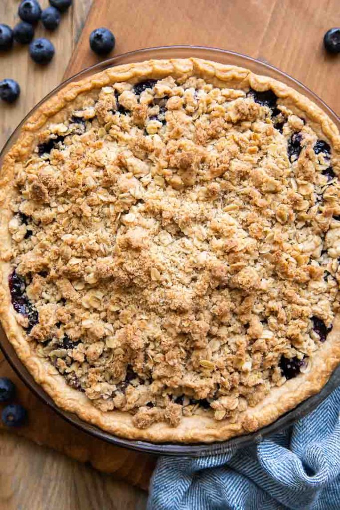 Freshly baked blueberry pie recipe.
