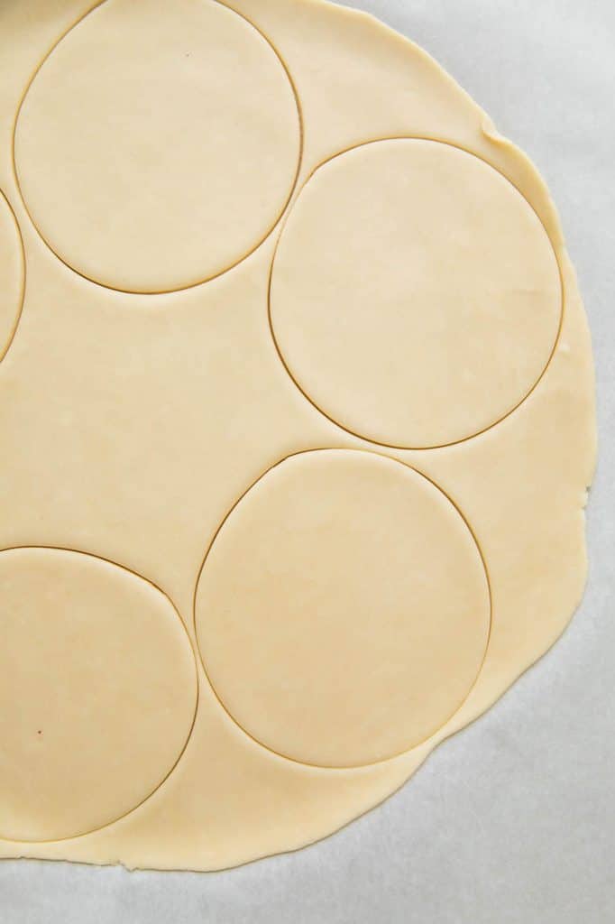 Circles cut out of pie crust.