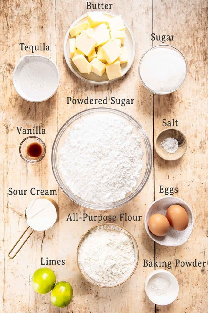 Ingredients in Margarita Cupcakes recipe.