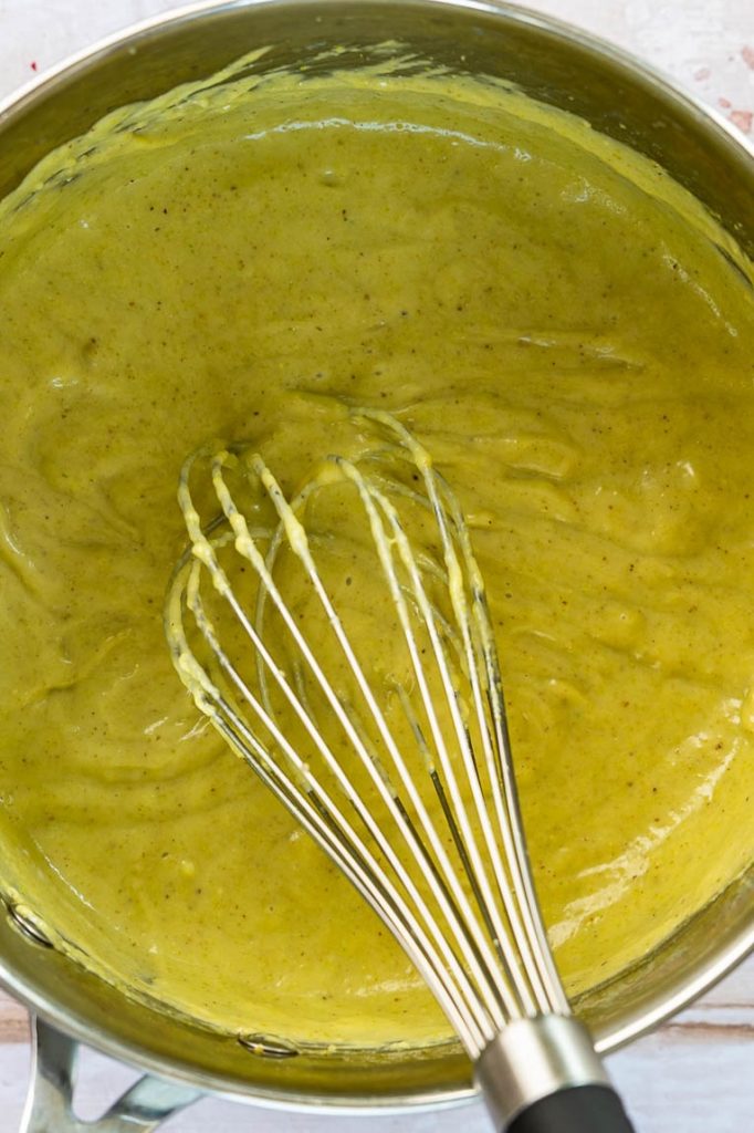 Thick pistachio pudding.