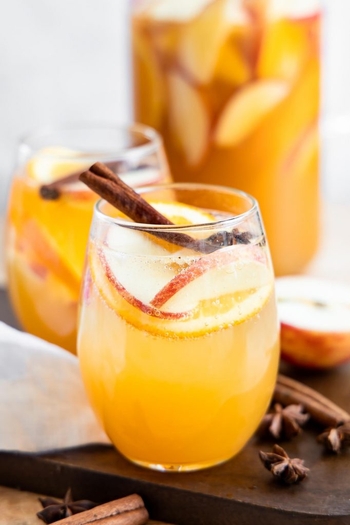 Glass of Apple Cider Sangria.