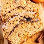 Apple Cinnamon Cake on a cutting board.
