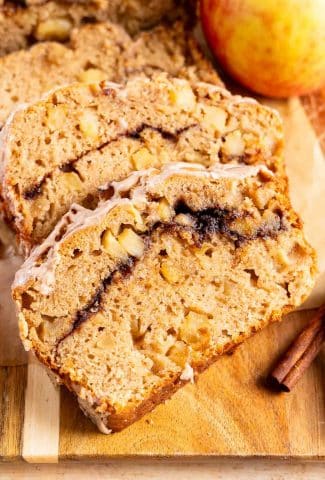 Apple Cinnamon Cake on a cutting board.