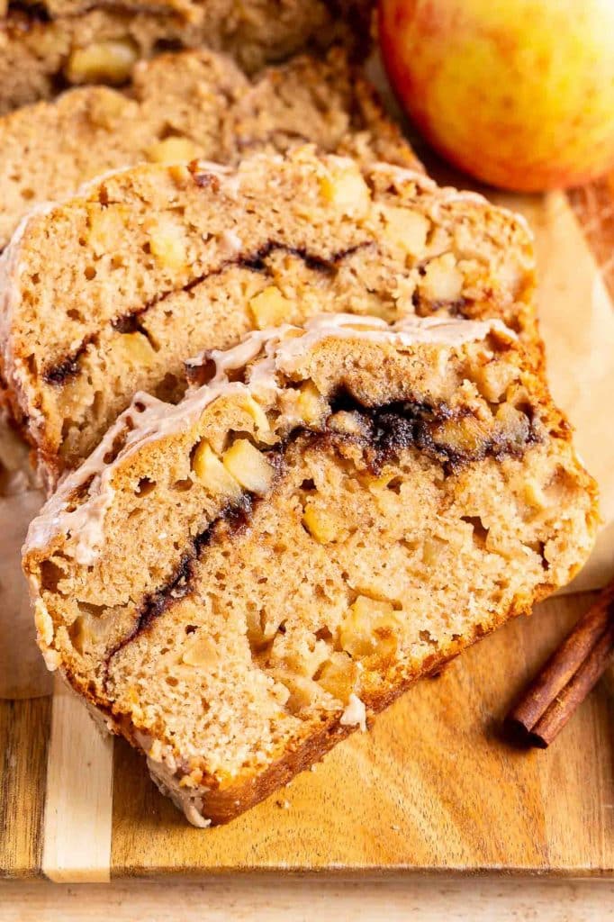 Apple Cinnamon Cake on a cutting board.