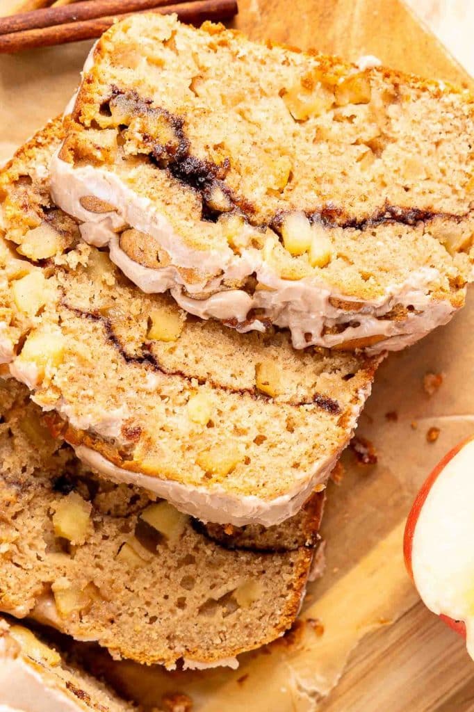 Apple Cinnamon Cake on a cutting board.