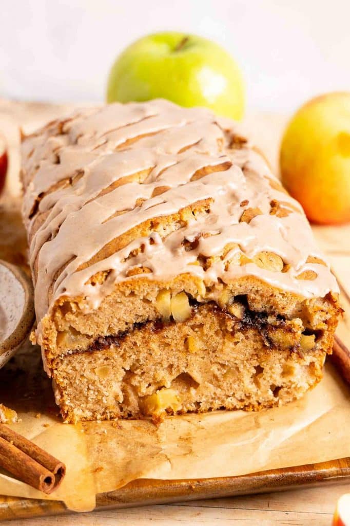 Apple Cinnamon Cake on a cutting board.