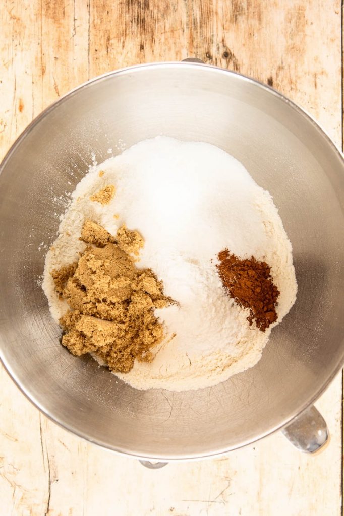 Cake donut dry ingredients.