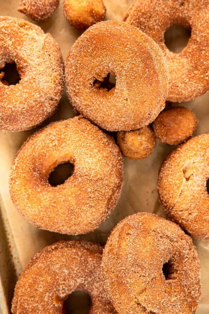 Cake Donuts on a baking sheet.