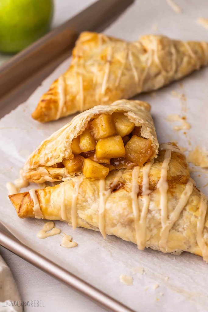 Apple Turnovers on a baking sheet.
