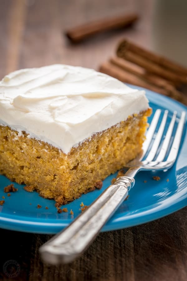 Pumpkin cake on a plate.