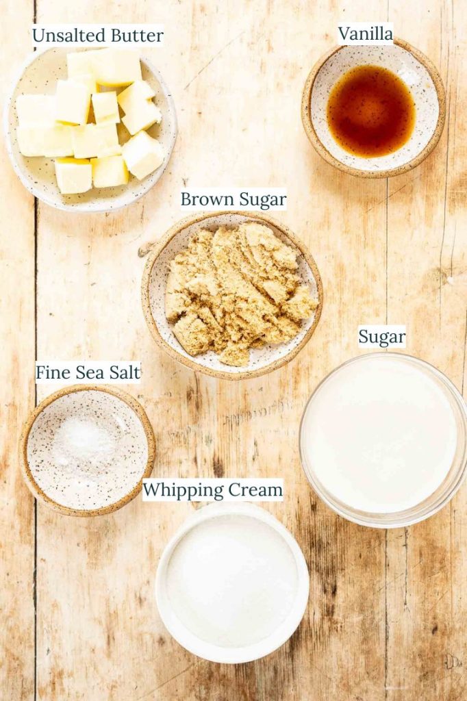 Homemade Caramel Sauce Ingredients.