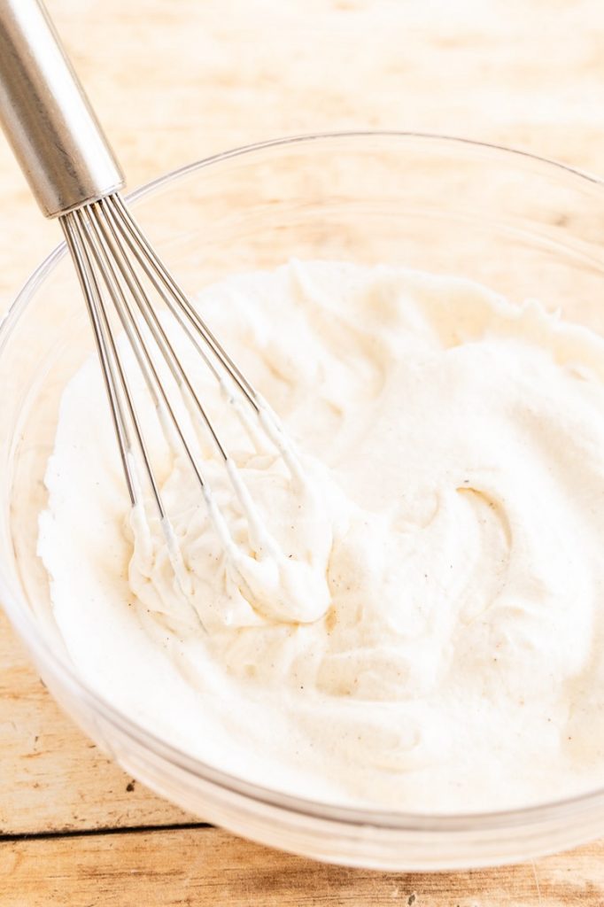 Whipped cream in a bowl.