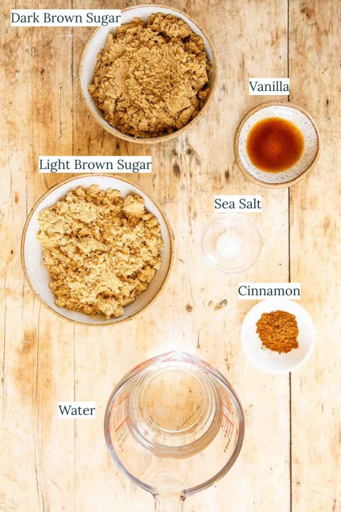 Brown Sugar Syrup ingredients.