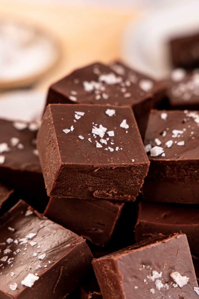 Close up image of Dark Chocolate Fudge.