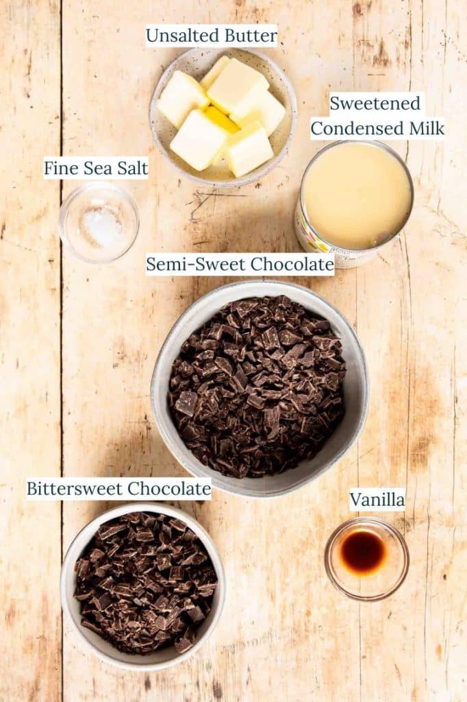 Dark Chocolate Fudge Ingredients.