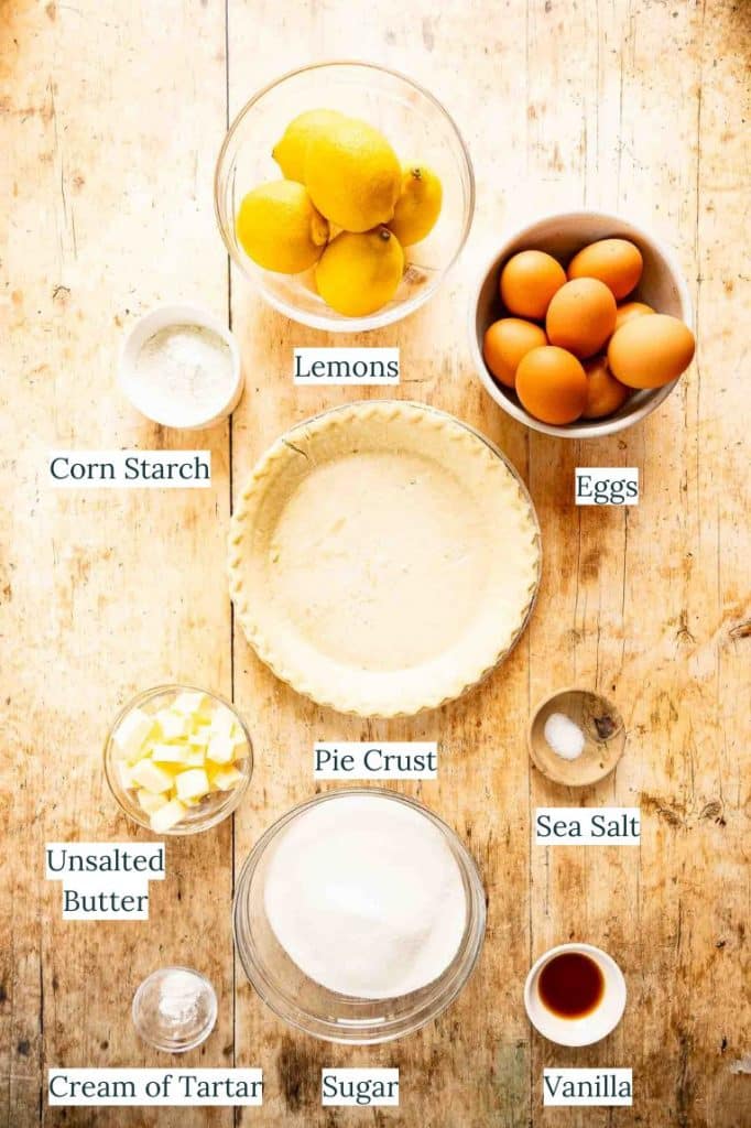 Lemon Meringue Pie Ingredients.