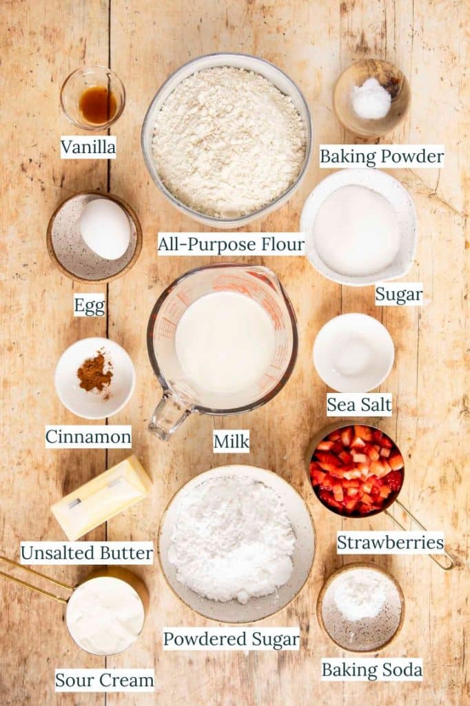 Strawberry scones ingredients.