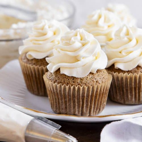 Cupcakes with Swiss buttercream icing.