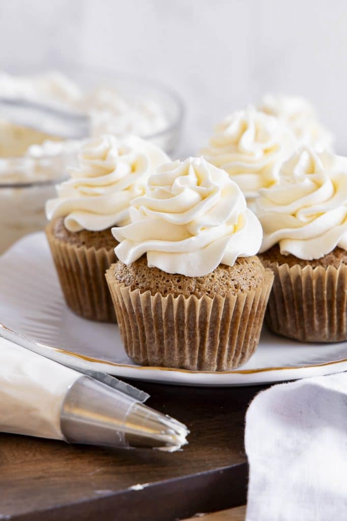 Cupcakes with Swiss buttercream icing.