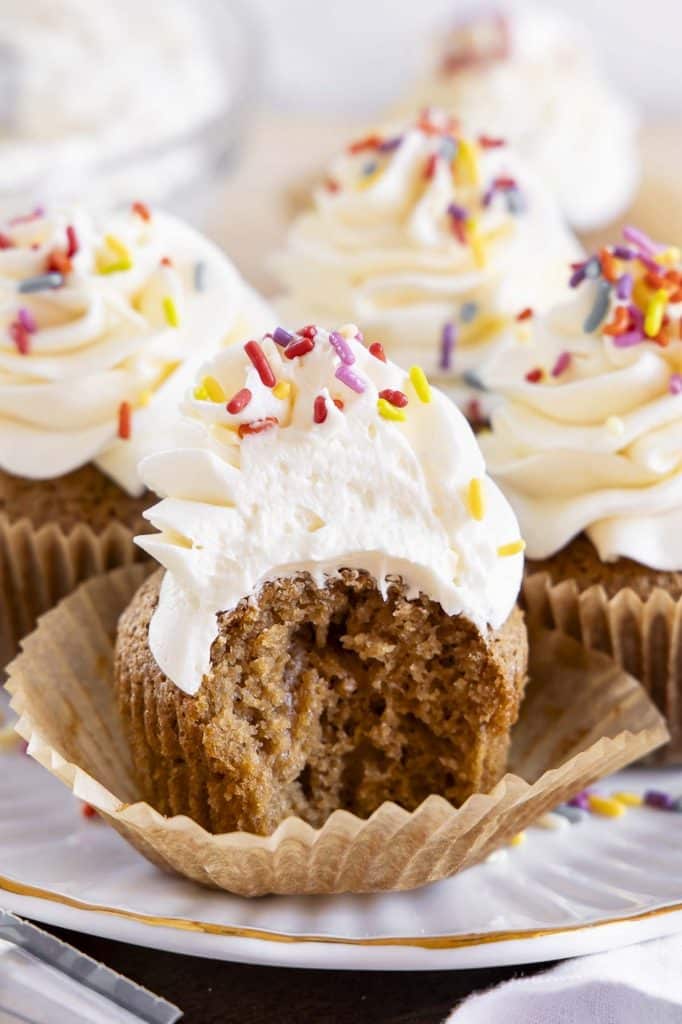 Cupcakes with Swiss buttercream icing.