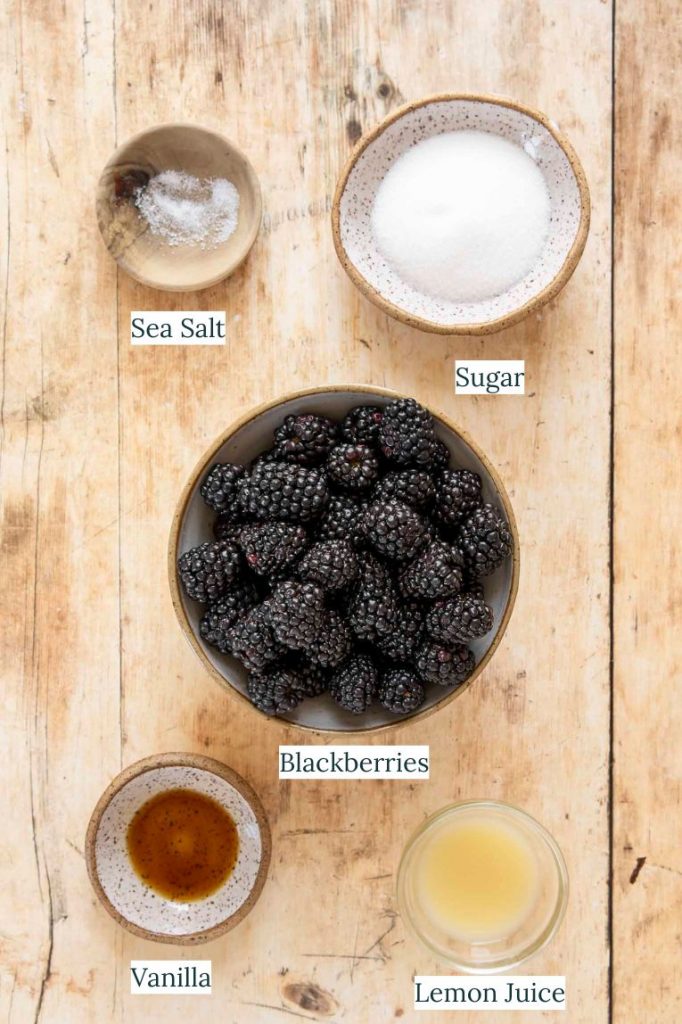 Blackberry Compote ingredients.