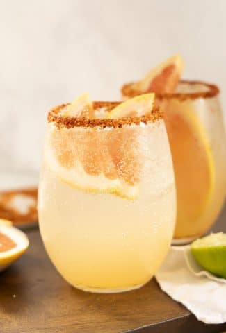 Paloma cocktail in a glass.