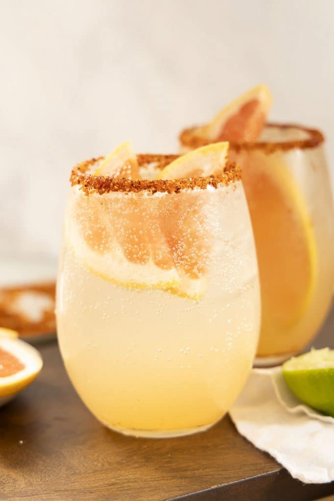Paloma cocktail in a glass.