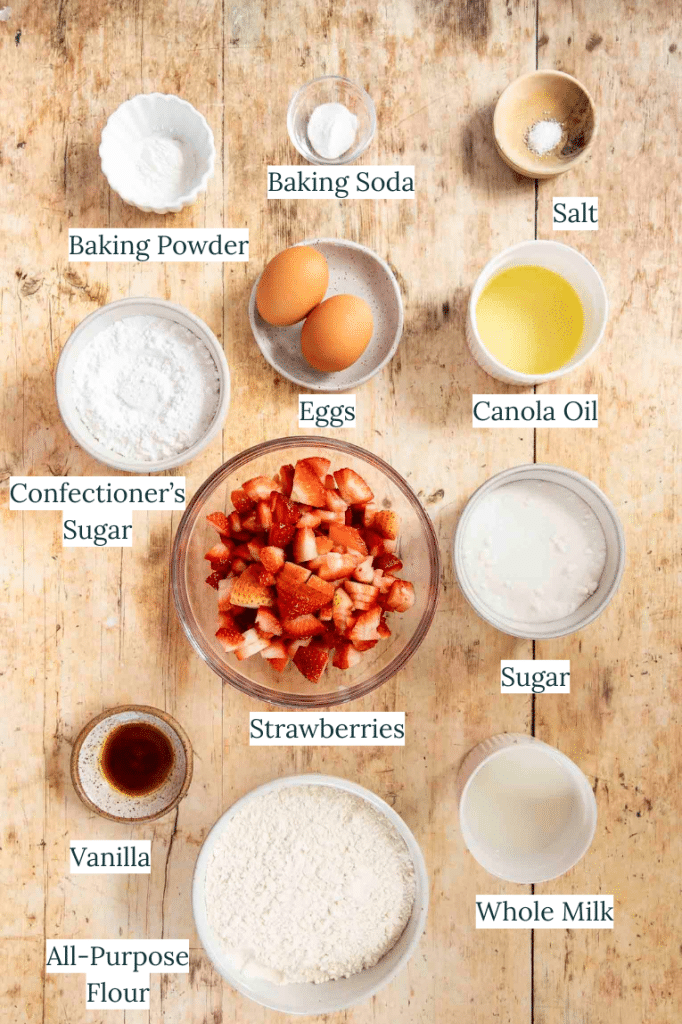 Strawberry Bread ingredients.