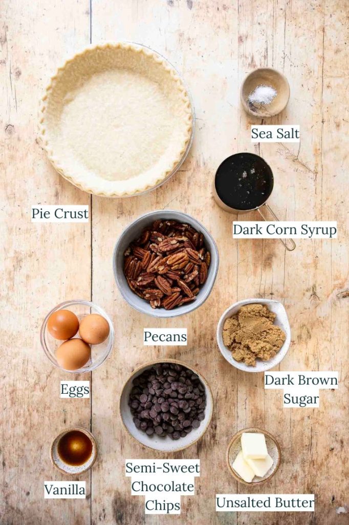 Chocolate Pecan Pie Ingredients.