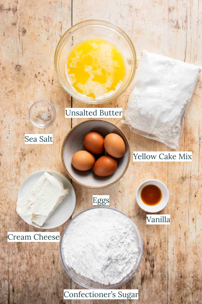 Gooey Butter Cake Ingredients.